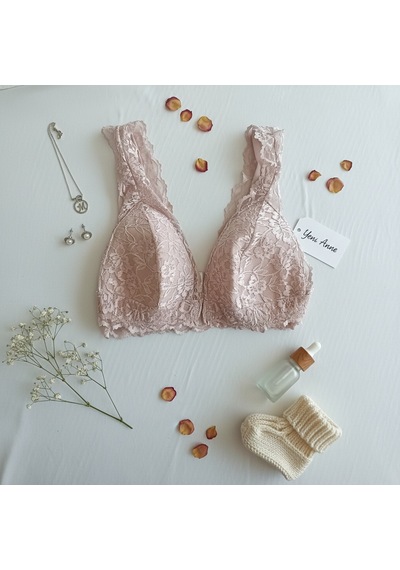 Bonbon Kadın Dantelli Önden Çıtçıtlı Emzirme Sütyeni Somon Renk Bb2717