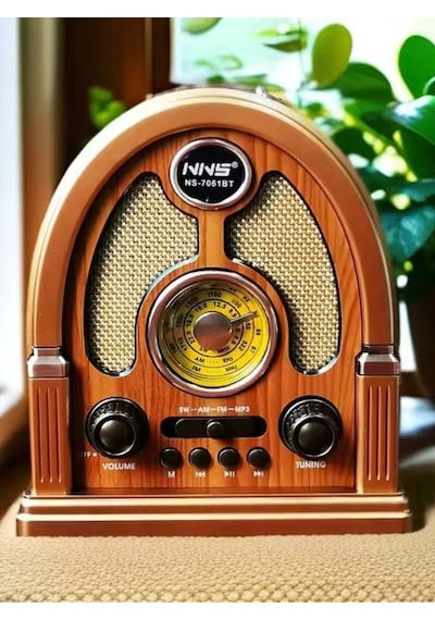 Nostaljik Bluetooth Radyo Ns-7061bt Şarjlı Taşınabilir Fm Radyo Mp3 Çalar