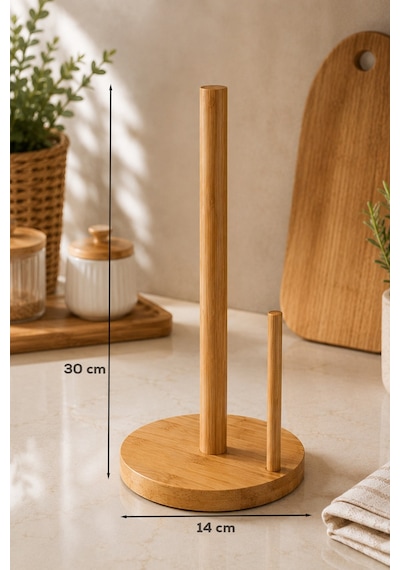 Bambu Yuvarlak Kağıt Havluluk 14 Cm Pratik Kullanım Ergonomik Mutfak Havluluğu Kahverengı Kahverengi