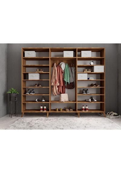 Letto Membran 6 Kapaklı Portmanto Montaj Dahil Ceviz Beyaz 210 Cm