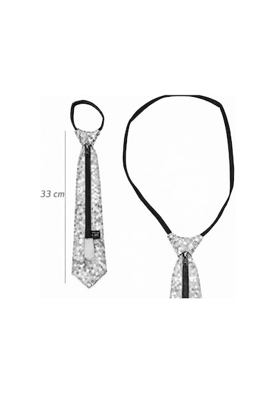 Gümüş Renk Pul Payetli Işıltılı Parti Kravatı 33 Cm