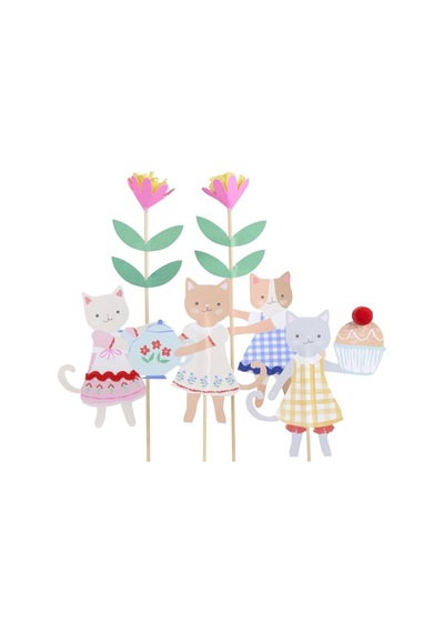 Meri Meri - Kitten Club Cake Toppers - Yavru Kedi Pasta Süsleri Tüm Yaşlar