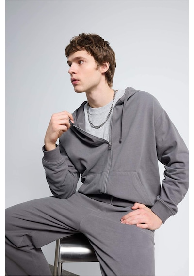 Defacto %100 Pamuk Fermuarlı Sweatshirt F9812ax26spgr206 Gri-gr206