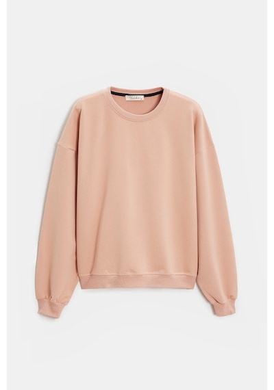 Sââde Kadın Oversize Bisiklet Yaka Basic Casual Sweatshirt Koyu Pudra