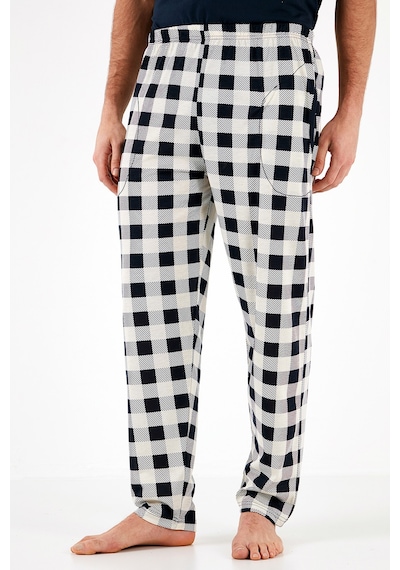 Buratti Ekoseli Pamuklu Regular Fit Kısa Kollu Erkek Pijama Takımı 60961007 Lacivert-Beyaz
