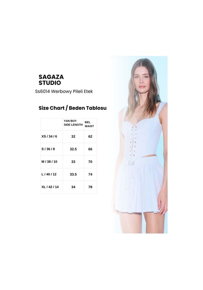 Sagaza Studio Ss6014 Önden Düğmeli Pileli Etek Bebe Mavisi