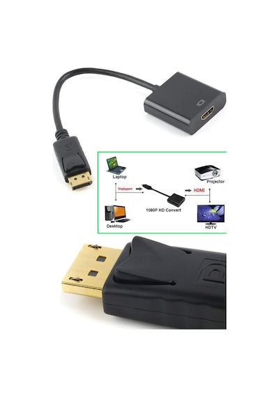 Displayport To Hdmı Dönüştürücü Adaptor 1080p Tv Bilgisayar Projeksiyon Laptop Hdmı Dönüştürücü