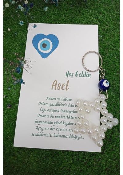15 Adet Nazar Boncuklu İnci Yıldız Anahtarlık - Mevlid Hediyesi -