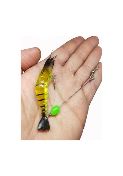 Karides Shrimp Balık Yemi Fosforlu Kancalı 7.5 Cm Sahte Sarı Yem
