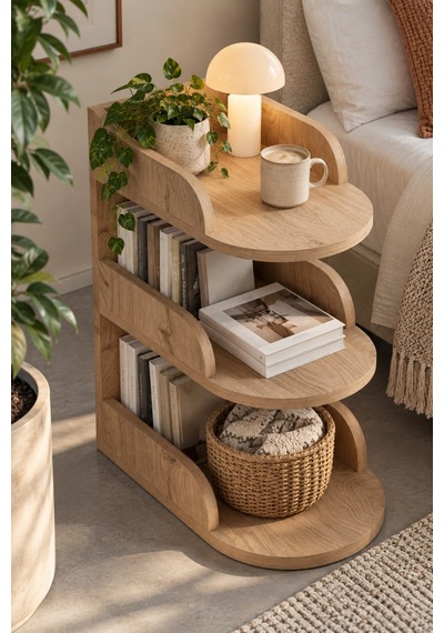 Sulorahome Yan Sehpa 60x43 Cm Açık Ceviz