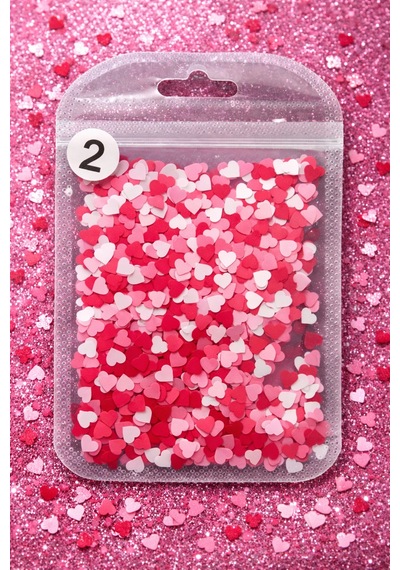 Mini Heart Confetti Nail Art Dekor Pink & Red Mix No:02