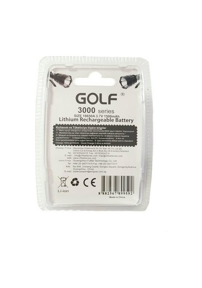 Golf 661097 1500 mAh 18650A Başlı Lityum Blister Şarj Edilebilir Pil