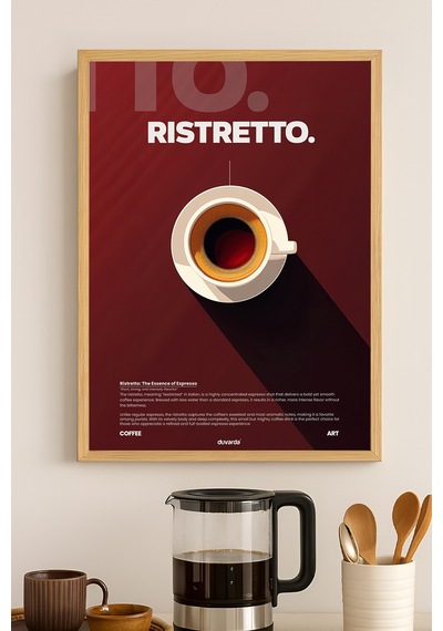 Ristretto Kahve Doğal Ahşap Çerçeveli Poster, Dekoratif Duvar Tablosu