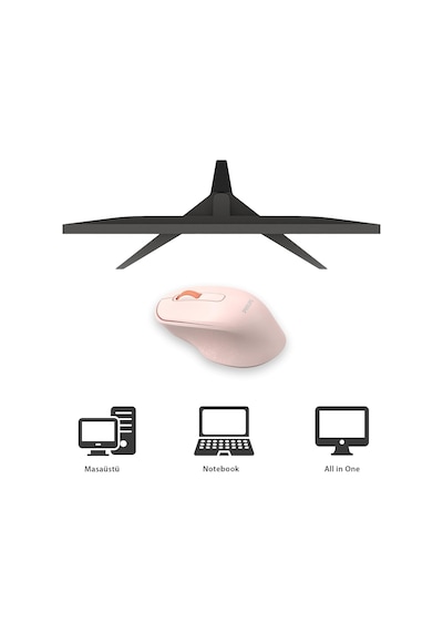 Spk7448 Kablosuz Bluetooth 1600dpı 4 Tuşlu Optik Sessiz Mouse Pembe