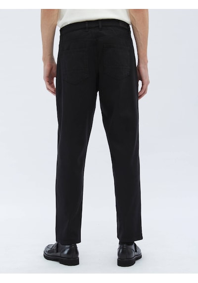 Kip Siyah Dokuma Carrot Fit Casual Pamuk Karışımlı Pantolon 687357 Siyah