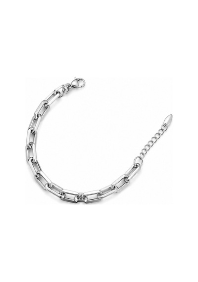 Balenbi Jewelry Gümüş Renk Dikdörtgen Halka Zincir Paslanmaz Çelik Kadın Bileklik 1195