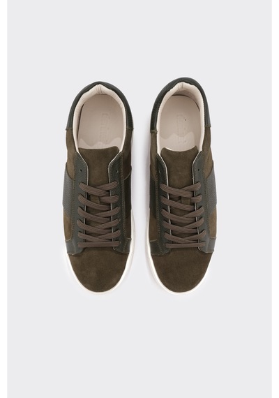 Derinet Comfort Taban Hakiki Deri Erkek Sneaker Haki Süet Haki Süet
