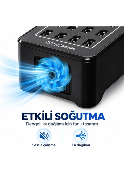 30 Portlu150w Usb Şarj İstasyonu Ev Ofis Toplantı Odası Akıllı Şarj 2.4a Soğutma Fanlı Isı Dağılımı Şarj Cihazı Şarj İstasyonu Çoklu