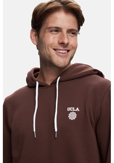 Ucla Nevada Kahve Kapüşonlu Baskılı Standard Fit Erkek Sweatshirt Kahve Kahverengi