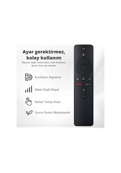 Polham Xiaomi Mi Box S 4k Android Tv Uyumlu Bluetooth Kumanda, Netflix Tuşlu Mi Box S 4k Kumanda