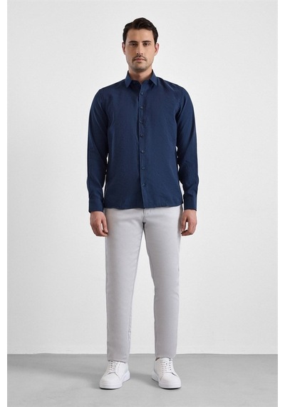 Süvari Lacivert Slim Klasik Yaka Düz Casual Gömlek Gm1008400352-m09