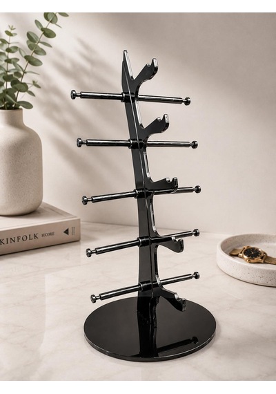 5'li Yelken Model Siyah Gözlük Standı Akrilik 5 Bölmeli Gözlük Organizer
