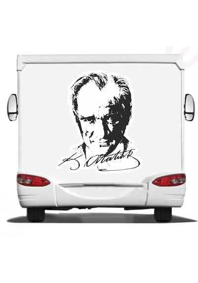 Atatürk Silüet Sticker - Araba Oto Araç Motosiklet Karavan Sticker - 00017 20x17 Cm