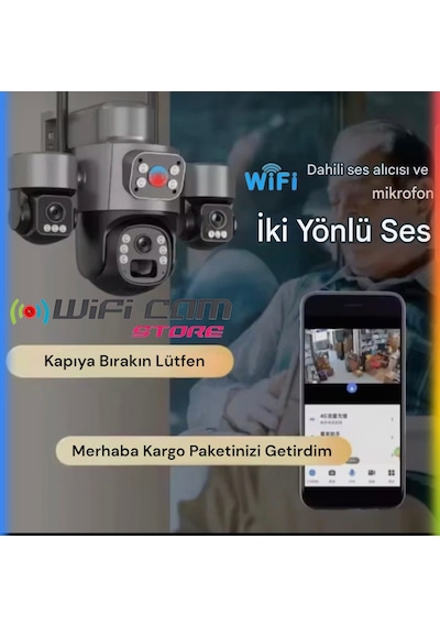 3 Kameralı 6 Motorlu Wifi Solar Kamera - Aov 7/24 Kayıt