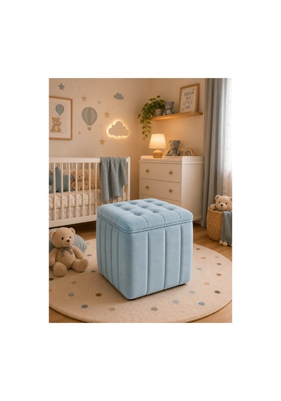 Kapitoneli Dilimli Modern Kare Puf Ayak Dinlendirme Taburesi Dekoratif Ve Rahat Yüksek Kalite Mavi - 844681895 Mavi