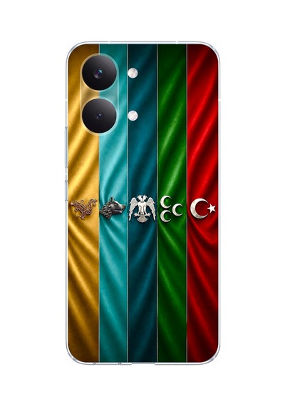 Poco X8 Pro Max Uyumlu Tarihi Türk Devletleri Bayrakları Baskılı Silikon Kılıf Renkli