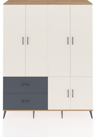 Hyperion Gardrop 5 Raflı 2 Çekmeceli 2 Askılı 176x44x221 Çam-aytaşı/antrasit Aytaşı/antrasit