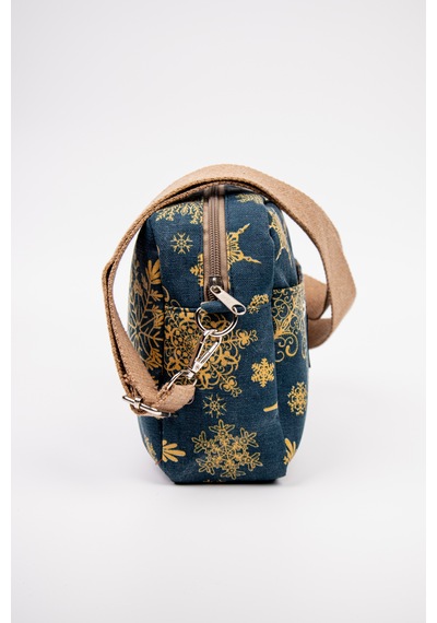 Fabric Craft Bag Omuz Çantası Kadın Taş Yıkamalı Duck Kumaş Çapraz Askılı Günlük Çanta Lacivert - Sarı