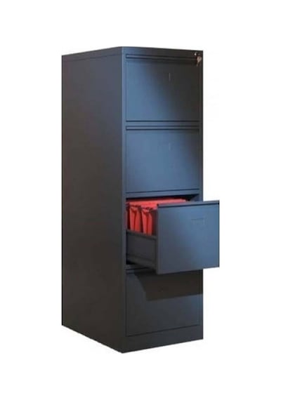 Dört Çekmeceli Siyah Metal Kartoteks Askılı Dosya Dolabı