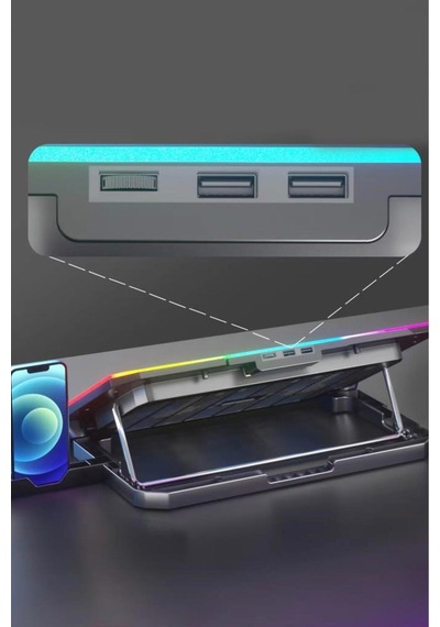Laptop Soğutucu Ayarlanabilir Rgb Dizüstü Bilgisayar Soğutma Fanı Cf04 Siyah
