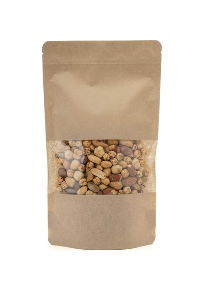 Pencereli Kraft Kilitli Doypack Ambalaj 20 X 30 + 5 Cm. 1000 Gr. -50 Adet