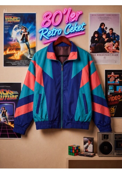 Kadın - Erkek 80 Ler Dönemi Retro Ceket Çok Renkli