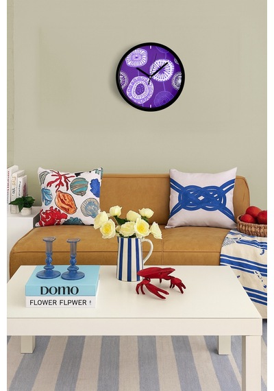 Soyut Çiçek İllüstrasyonlu Minimalist Modern Duvar Saati - 25cm - Önü Camlı Siyah Kasa-jh0540 Siyah