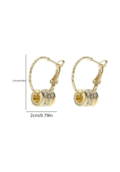 Altın Renk Hoop Zircon Küpe Gold - 600996898 Gold