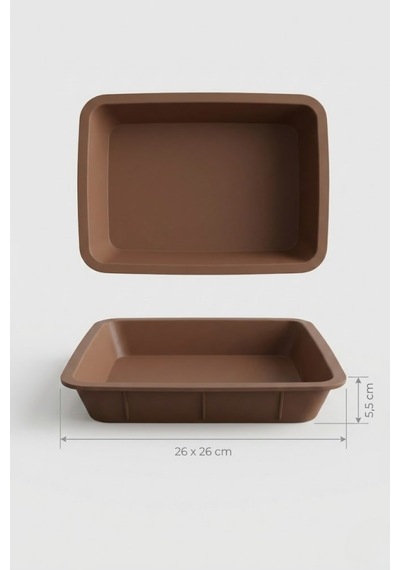 Kare Silikon Fırın Kalıbı Derin Yapılı, Yapışmaz Kek & Brownie Kalıbı 26 X 26 Cm Çok Renkli