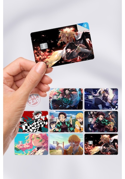 Kimetsu No Yaiba Kart Kaplama Sticker 7 Adet Demon Slayer Çok Renkli
