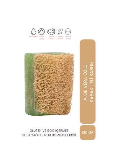 Doğal Kabak Lifli Aloe Vera Sabunu - Shea Yağı İle Zenginleştirilmiş Nem Bombası 130 Gr