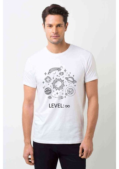 Gezegenler Baskılı Beyaz Erkek Tshirt (530998063)