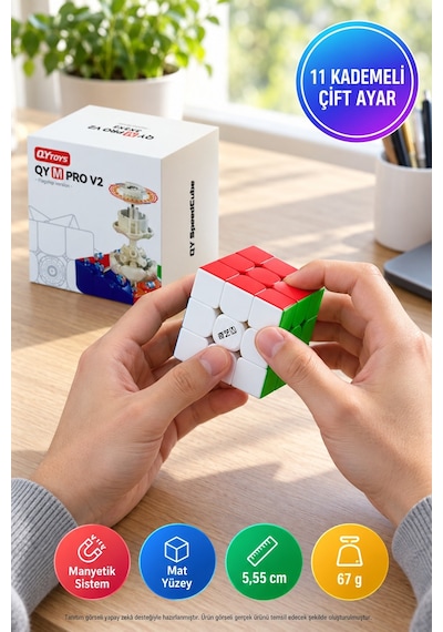 Qiyi M Pro V2 Flagship Manyetik Rubik Küp 3x3 Stickerless Profesyonel Hız Küpü 5,55 Cm