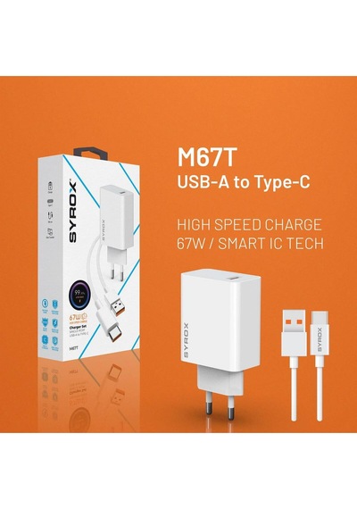 M67t Single Usb-a Port High Speed Charger Adapter & Type-c Cable 67 Watt Mi Turbo Yüksek Hızlı Şarj