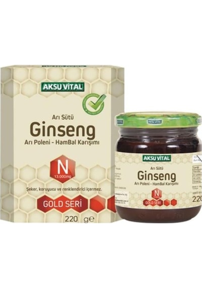 Aksu Vital Gold N 13.000 MG Ginseng Arı Sütü Arı Poleni Ham Bal Karışımı 2 x 220 G