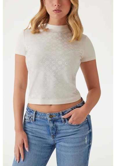 Guess Kadın T-shirt Krem