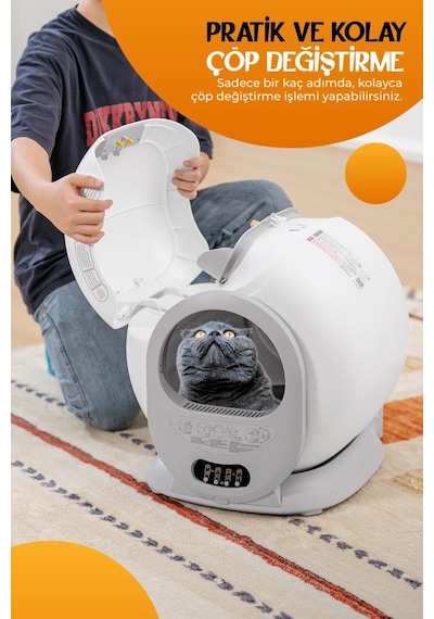 Livenzi Akıllı Otomatik Kedi Tuvaleti | Wi-Fi Kontrollü & Otomatik Temizleme & Koku Önleyici & Uv Sterilizasyon