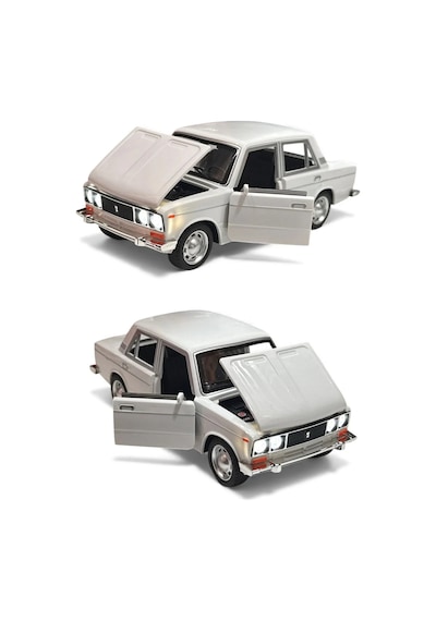 Lada Vaz 2107 Metal Diecast Model Araba 1:24 Ölçek 18cm Sesli Işıklı Çek Bırak Beyaz Çok Renkli