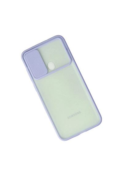 Samsung Uyumlu Galaxy A11 Kılıf Palm Buzlu Kamera Sürgülü Silikon - Lila Çok Renkli