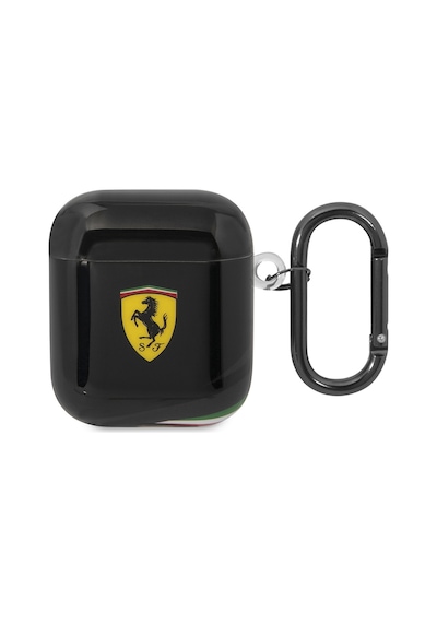 Apple Uyumlu AirPods Kılıf Ferrari Lisanslı Iml Baskılı Klasik Logolu Kılıf Siyah